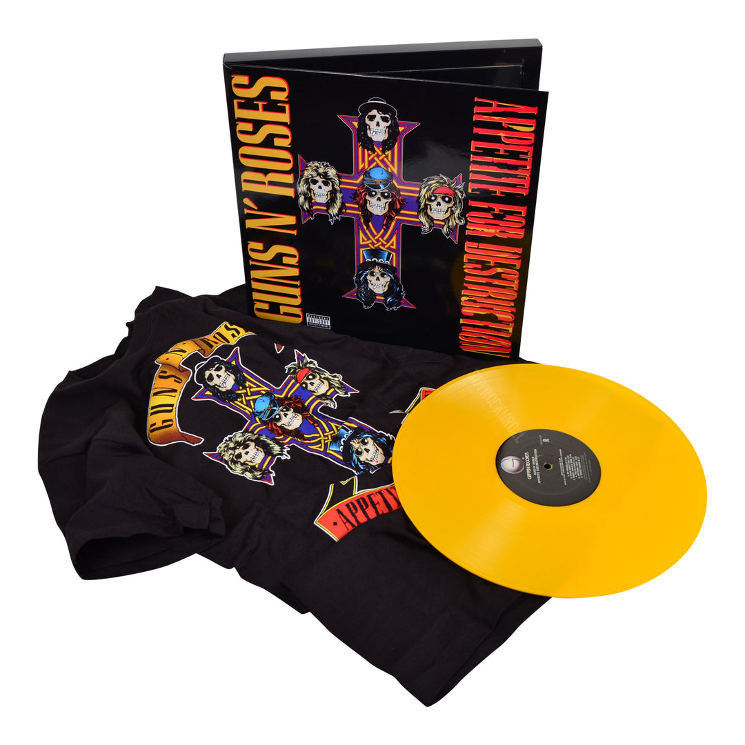 Guns N Roses Collectible 2009 Appetite For Destruction Yellow Vinyl LP & T-Shirt Box Set - Size Small 3 Guns N Roses Collectible 2009 Appetite For Destruction Yellow Vinyl LP & T-Shirt Box Set - Size Small