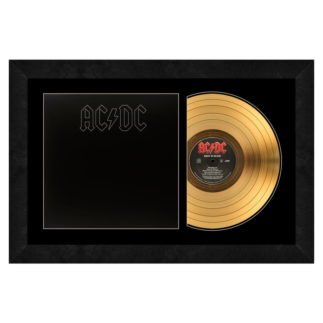 Photo File SOLD OUT! AC/DC Collectible: Back In Black Gold Record LP Album Framed 17" X 26" 3 Photo File SOLD OUT! AC/DC Collectible: Back In Black Gold Record LP Album Framed 17" X 26"
