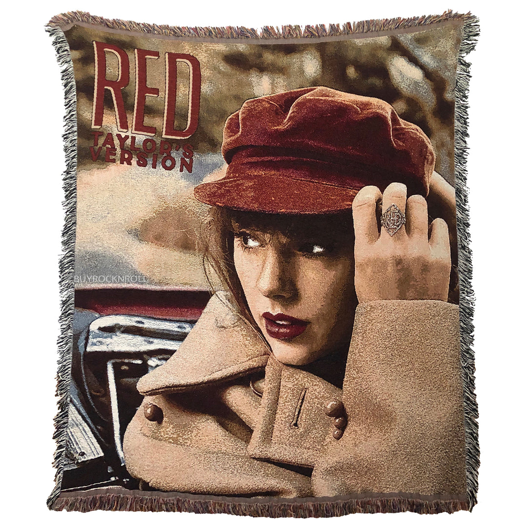 Taylor Swift 2021 Collectible Red (Taylor's Version) Album Cover Woven Blanket 3 Taylor Swift 2021 Collectible Red (Taylor's Version) Album Cover Woven Blanket