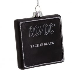 1. AC/DC Collectible 2021 Kurt Adler Glass Back In Black Album 3.5 Inch Ornament
