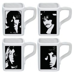 Vandor The Beatles Collectibles: 2019 White Album Square Ceramic 12 Oz Mug Set Of 4 Beatles, The
