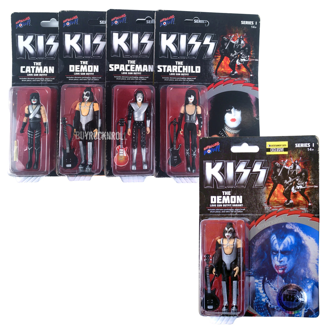 Bif Bang Powl! KISS Collectibles 2015 Bif Bang Pow! Series 1 Love G U N 3 3/4 Inch Figures & Variant Demon 4 Bif Bang Powl! KISS Collectibles 2015 Bif Bang Pow! Series 1 Love G U N 3 3/4 Inch Figures & Variant Demon